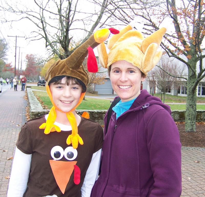 Mother and daughter Holly and Bridget Clavell got into the spirit with turkey-inspired hats. BY MATTHEW BERNAT